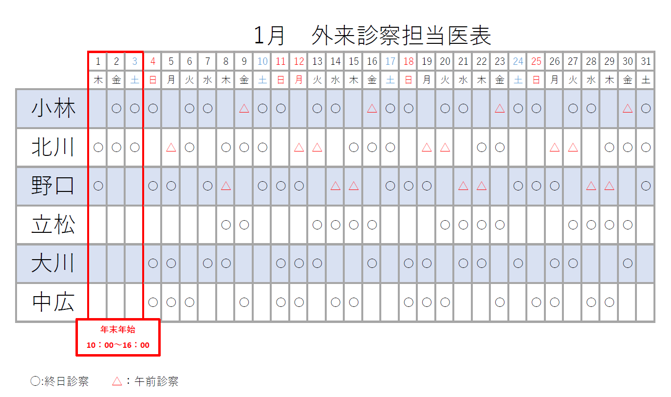 診療時間の案内