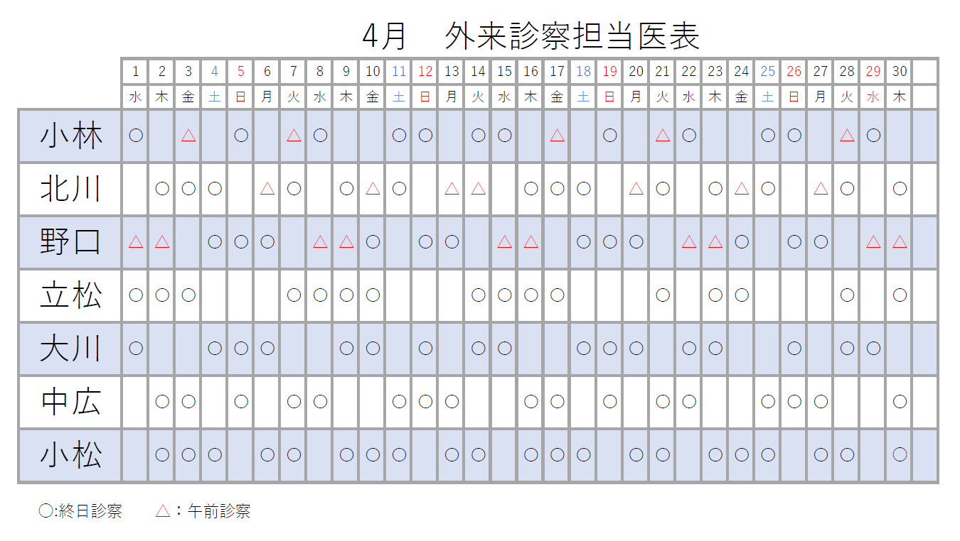 診療時間の案内